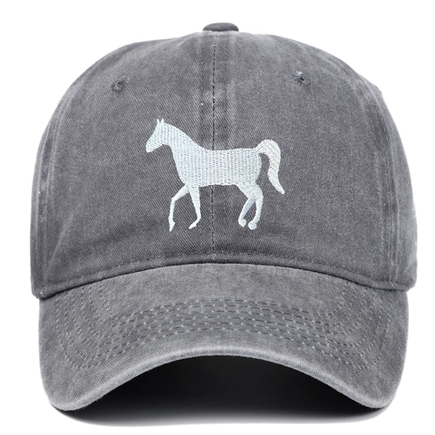 Berretto Da Baseball Cotone Lavato Vintage Distressed Ricamo Cavallo Protezione Solare Casual Dad Hat Uomo Donna