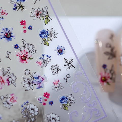 Autocollants Pour Ongles Floraux Ultra Mince Auto Adhésif Motif De Fleurs Décorations De Manucure Pour Femmes