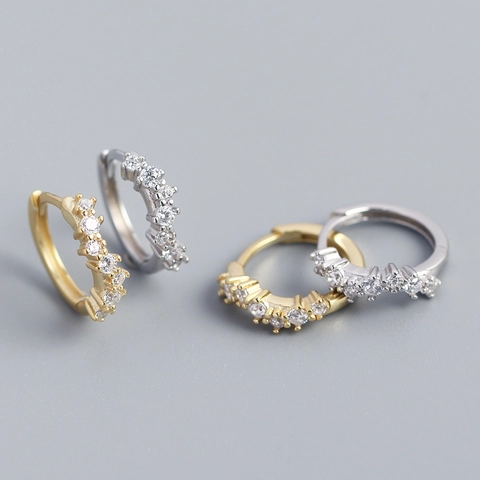 Pendientes Huggie Hoop De Plata De Ley 925 Con Circonita Diseño De Ola Joyería Minimalista Elegante Para Mujer