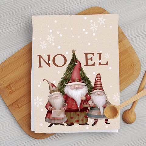 Christmas Kitchen Towels Microfiber Absorbent Dish Cloth Cartoon Santa Snowman Hanging Reindeer Holiday Home Decor