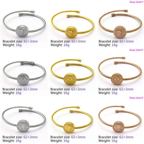 Stainless Steel Twisted Wire Bangle Bracelet Adjustable Open Cuff Shell Artificial Pearl Coin Charm Vintage Jewelry For Women Girls