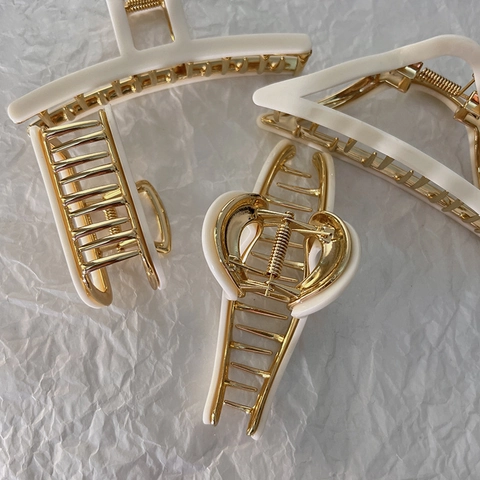 Haarklammer Harz Legierung Hai Haarnadeln Cremeweiß Französischer Stil Geometrischer Haarschmuck Für Damen