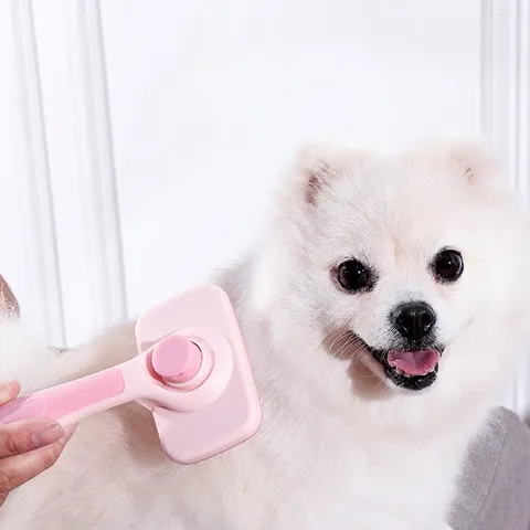 Self Cleaning Pet Slicker Brush Stainless Steel Grooming Comb With Resin Tips Massage Tool For Dogs And Cats Washable