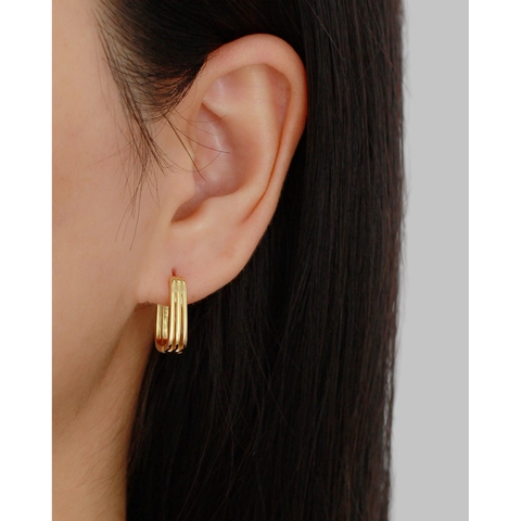 925 Sterlingsilber Gerippte Geometrische Creolen Minimalistische Rechteckige Strukturierte U-Form Ohrringe Mode Schmuck Für Damen