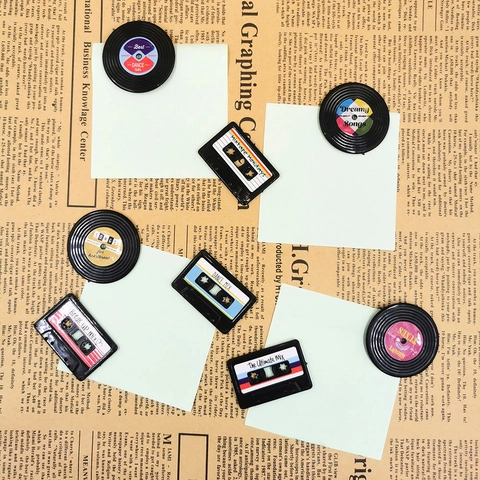 Calamite Da Frigo Cassetta Retro E Disco Vinile In Plastica ABS Tema Musica Decorazione Per Casa Cucina Ufficio