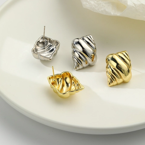 18K Vergoldete Kupfer Meerschnecke Ohrstecker Spirale Geometrische Edgy Mode Ohrringe Für Damen Cool Vintage Schmuck