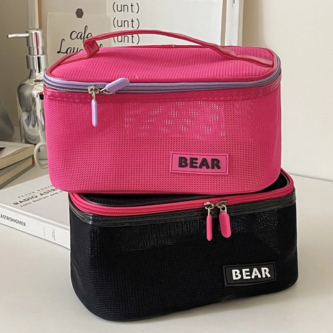 Borsa Da Trucco In Rete Nylon Traspirante Pochette Per Cosmetici Portatile Borsa Da Toilette Viaggio Per Donne