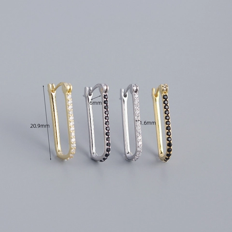 Pendientes De Aro Rectangulares Geométricos De Plata De Ley 925 Con Circonita Joyas Minimalistas Para Mujer