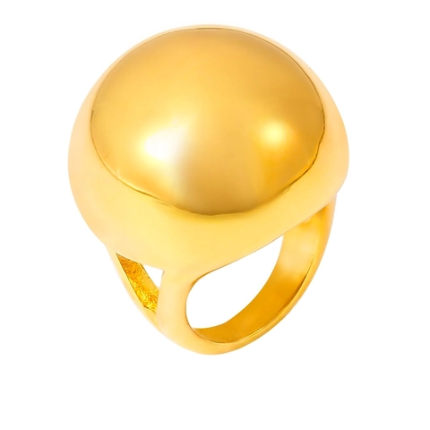 Anello in Acciaio Inossidabile Sferico Retrò Francese Design Esagerato Placcato Oro 18K Anello a Cupola Minimalista da Donna Gioielli