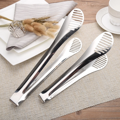 Pinzas Para Alimentos De Acero Inoxidable Diseño Ranurado Pinzas Para Barbacoa Pan Bistec Resistentes Al Calor Antideslizantes