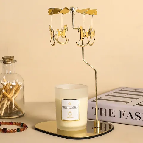 Metal Rotating Candle Holder Carousel With Scented Candle Thermal Power Desktop Ornament Nordic Style Gift For Women