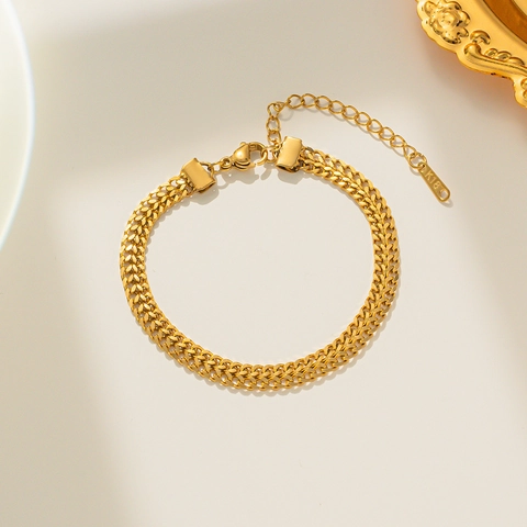 Mode Acier Inoxydable Double Couche Or Bracelet Tressé Motif De Blé Choker Collier Pour Femmes Bijoux Personnalisés Cadeau
