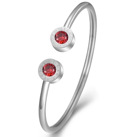 Roestvrij Stalen Open Armring Romeinse Cijfers December Geboortesteen Armband Voor Dames Ingelegd Met Strass Mode Sieraden Cadeau