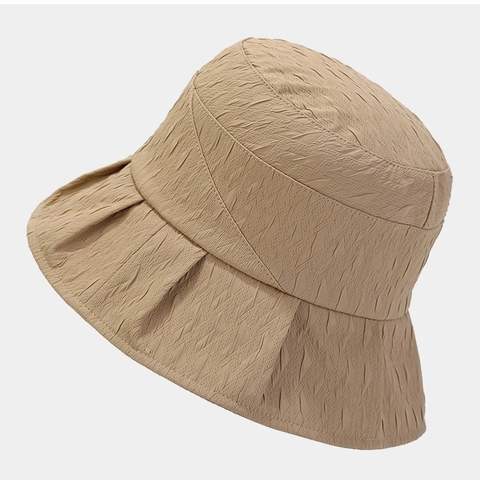 Damen Fischerhut Knitteroptik Polyester Atmungsaktiv Faltbar Sonnenschutz Outdoor Strand Reise Lässig Elegant
