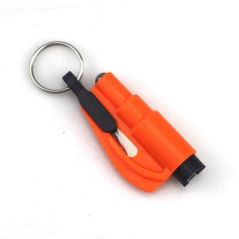 Dual Function Car Safety Hammer Window Breaker Emergency Escape Tool With Seatbelt Cutter And Keyring Keychain Portable Plastic