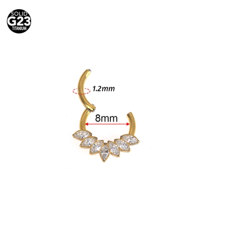 Septum Clicker Nose Ring Titanium Marquise Zircon Hinge Segment Ear Cartilage Hoop Piercing Jewelry