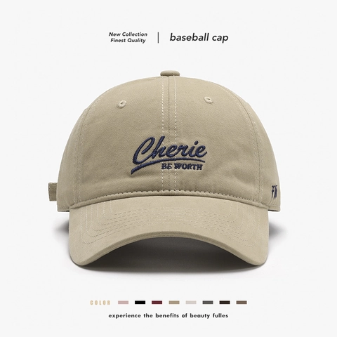 Casquette De Baseball En Coton Broderie Lettres Calotte Souple Réglable Visière Courbée Chapeau Décontracté