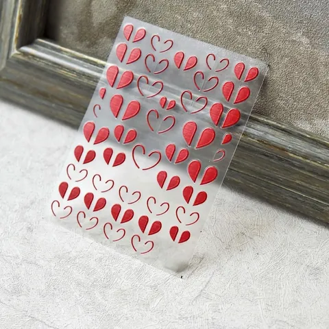 5D Geprägte Nagelaufkleber Rote Symmetrische Herzmuster Selbstklebende Maniküre Kunstdekoration Süßer Stil Für Frauen