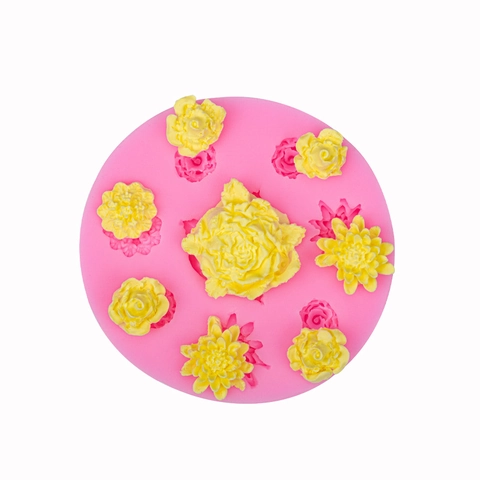 Stampo In Silicone A Fiori Rosa Camelia Margherita Cavità Multiple Per Fondente Cioccolato Cottura Bricolage Resina Argilla