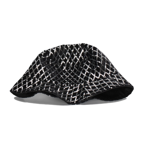 Chapeau Bob À Paillettes Étincelant Motif Losange Brillant Polyester Protection Solaire Mode Party Pour Hommes Femmes