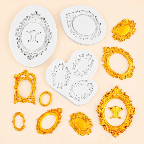 Moule En Silicone Fondant Gâteau Européen Baroque Relief Cadre Photo Miroir Vintage DIY Outil Boulangerie Chocolat Décoration
