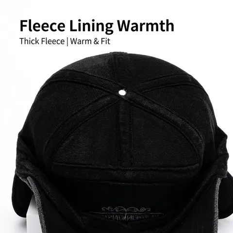 Gorra De Béisbol De Invierno Con Protección Para Los Oídos Forro Polar Cálido Cortavientos Bordado Ajustable Algodón