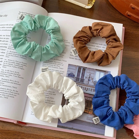 Solid Color Pleated Fabric Scrunchies High Elasticity Hair Ties Korean Style Aesthetic Hair Accessories For Women