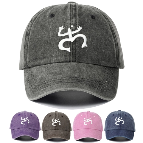 Casquette De Baseball En Coton Lavé Avec Broderie Coqui Taino Unisexe Rétro Ajustable Chapeau De Soleil Extérieur