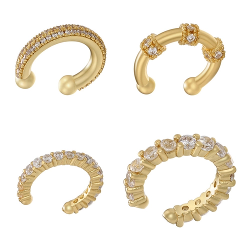 Fashion Brass Zircon C Shaped Ear Cuff Clip On Earrings Non Pierced Cartilage Minimalist Commuter Style Women Jewelry