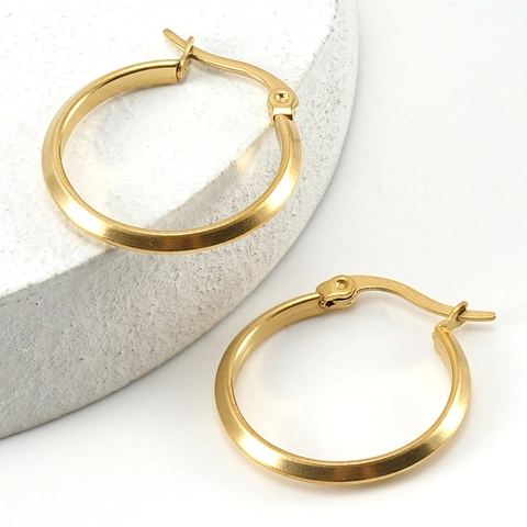Orecchini A Cerchio Minimalisti Acciaio Inossidabile Placcato Oro 18K Design Geometrico Chiusura A Cerniera Gioielli Donna