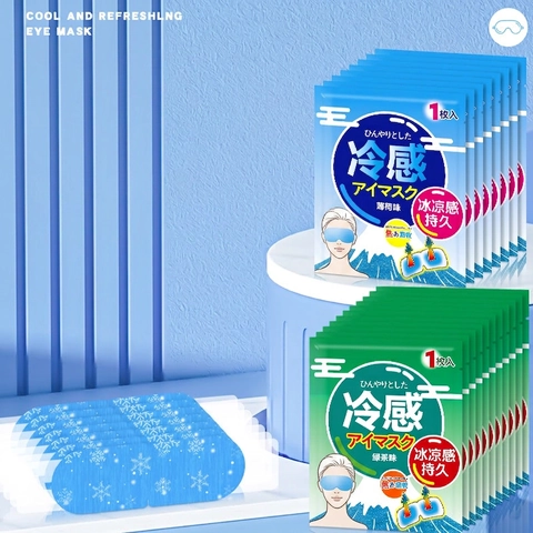 Disposable Cooling Eye Mask Ice Compress Relieve Fatigue Dryness Non-woven Menthol Green Tea Portable Eye Care Patch