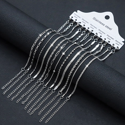 Bracciale a Catena in Acciaio Inossidabile Oro Argento Per Uomo Donna Moda Minimalista Gioielli Regolabili da Polso Catena Semplice