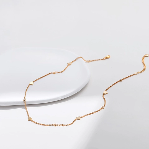 18K Vergoldetes Kupfer Herz Strass Anhänger Halskette Chic Choker Kette Halskette Für Damen Mode Schmuck Halsketten