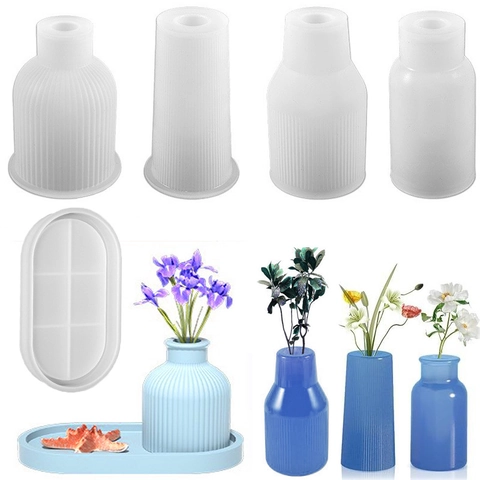 Vasen Tablett Aufbewahrungsbox Silikonformen Für Harzguss DIY Gips Zement Handwerk Wohndekor Modernes Gestreiftes Design