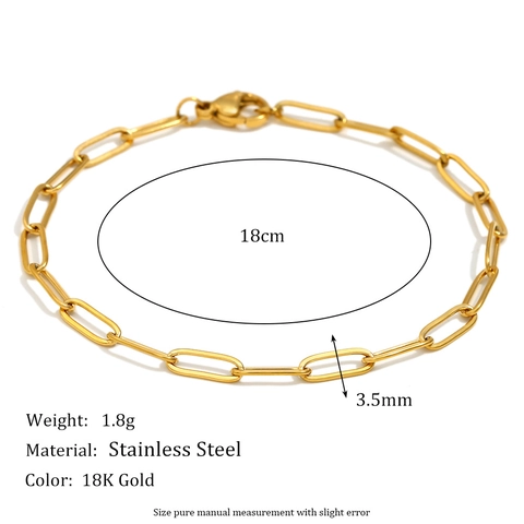 Minimalist Stainless Steel Gold Plated Paperclip Chain Necklace Bracelet Set For Women Fashion Daily Jewelry Accessory