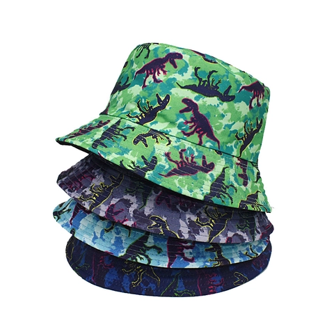 Cappello Alla Pescatora Poliestere Protezione Solare Traspirante Stampa Dinosauro Camouflage Reversibile Unisex Adulti Ragazzi