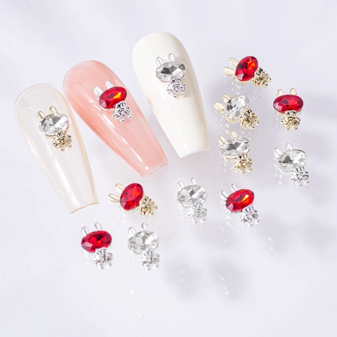 Dijes Para Uñas De Conejo 3D Aleación Diamantes De Imitación Decoraciones De Conejo Para Manicura DIY Accesorios