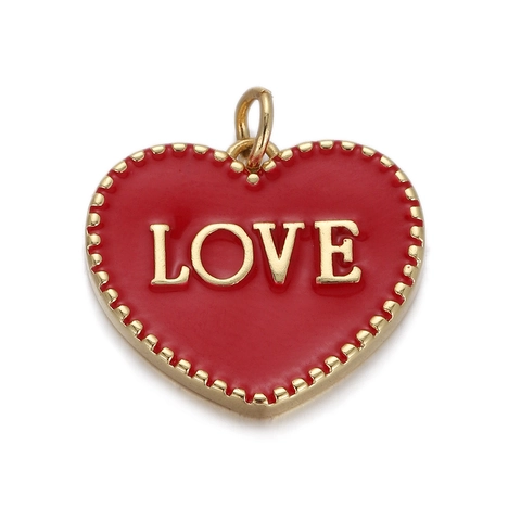 Ciondoli In Smalto Di Rame Placcato Oro 18K Forma Cuore Stella Per Creazione Gioielli DIY Scritta Love Mom Pendente Romantico