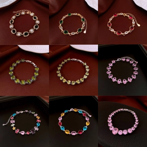 Fashion Bracelet For Women Alloy Cubic Zirconia Gradient Colorful Adjustable Elegant Luxury Jewelry Gift