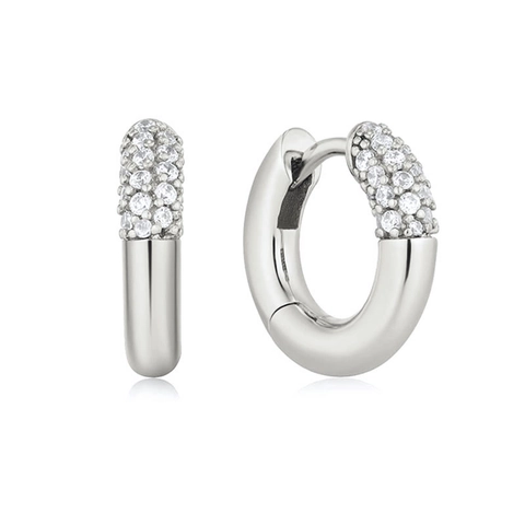 Huggie Hoop Earrings With Zircon And 925 Sterling Silver Earring Post For Women Simple Trendy Geometric