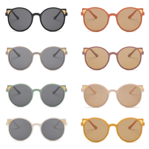 Occhiali Da Sole Per Bambini Orecchie Di Gatto Tondi Montatura PC Lente AC Moda Protezione UV Per Ragazzi E Ragazze