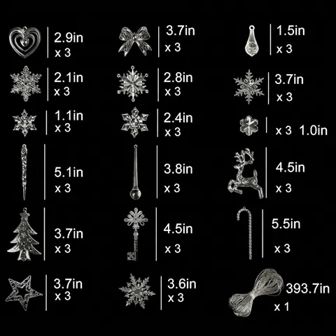 Decorazioni Natalizie Pendenti in Acrilico Trasparente Fiocco di Neve Ghiacciolo Renna Stella per Albero di Natale Festa Casa Fai da Te