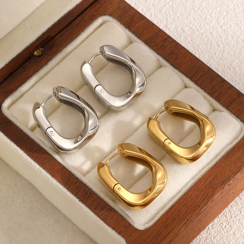 Pendientes De Aro Geométricos En Forma De U De Acero Inoxidable Pulido Espejo Gruesos Retro Joyería Minimalista Para Mujer Sin Decoloración