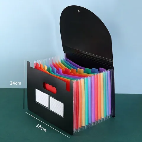 Cartella Portadocumenti Espandibile Arcobaleno Impermeabile Plastica Con Maniglia Chiusura A Patta Scacchiera