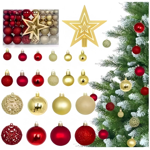 Weihnachtsbaumkugeln Unzerbrechlicher Kunststoff Feiertagsdekoration Baumschmuck Verschiedene Stile Baumspitzenstern Festliche Wohndekoration