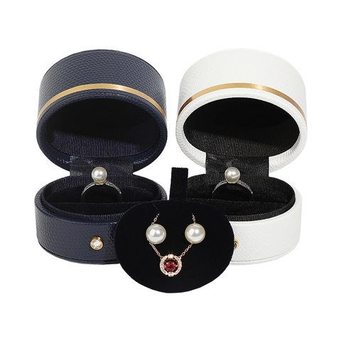 Elegant Cylindrical Jewelry Box Organizer PU Leather Velvet Lining For Rings Necklaces Earrings Luxury Portable Storage
