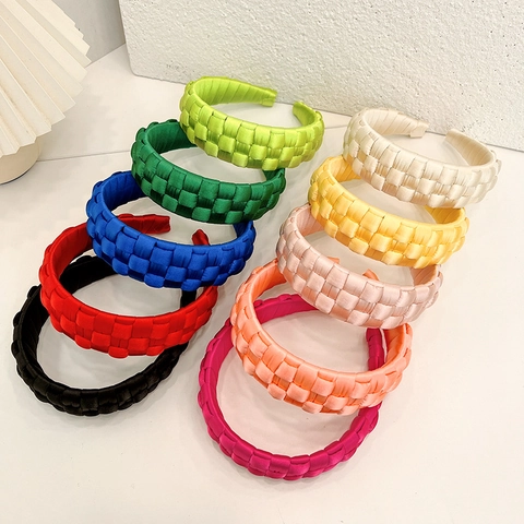 Wide Braided Headband Padded Satin Fabric Handmade Retro Solid Color Hairband For Women Elegant Hair Accessories