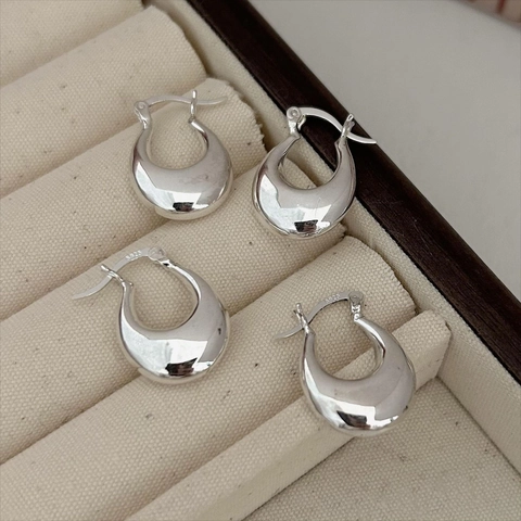 Orecchini A Cerchio A Forma Di U In Argento Sterling 925 Per Donna Minimalista Geometrico Lucido Liscio Stile Coreano Gioielli Chic