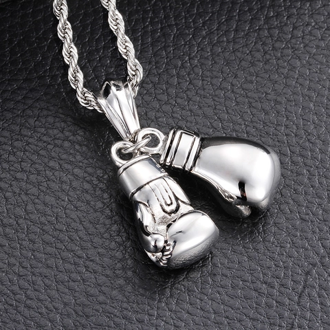 Hip Hop Edelstahl Boxhandschuh Halskette Anhänger Herren Persönlichkeit Punk Sport Boxhandschuhe Anhänger Schmuck Geschenk