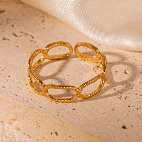 Bagues en Acier Inoxydable Creux Géométrique Pour Femmes Plaqué Or Bague Ouverte Réglable Vintage Cœur Feuille Bijoux